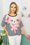 146969 Cizgili Baskili Tshirt